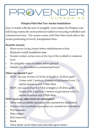 Platipus Tree Anchor Installation Guide