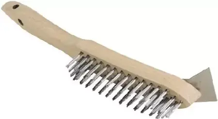 Wire Brush 4 Rows Bristles & Scraper